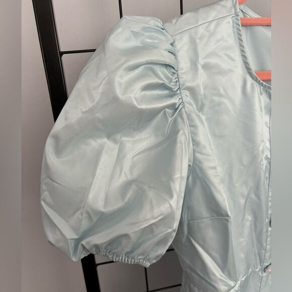 Danielle Bernstein Rhinestone Button Puff Sleeve Light Blue DressNWT - Picture 5 of 12